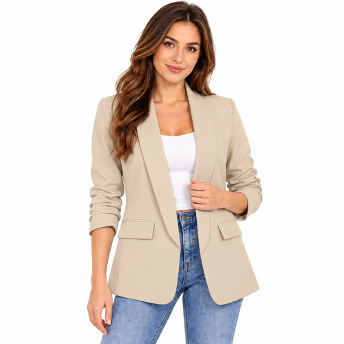 Womens ruched sleeve open - ruched,