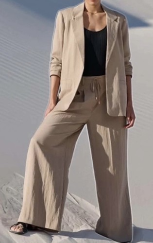 Relaxed stone trousers and - stone,
