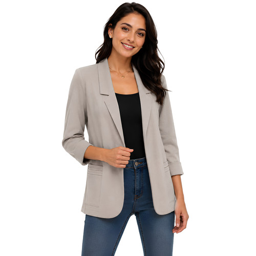 Women open front blazer - open,
