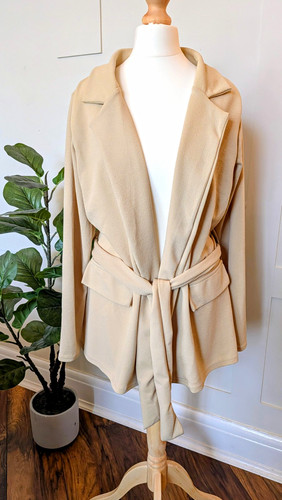 Prettylittlething beige belted - prettylittlething,